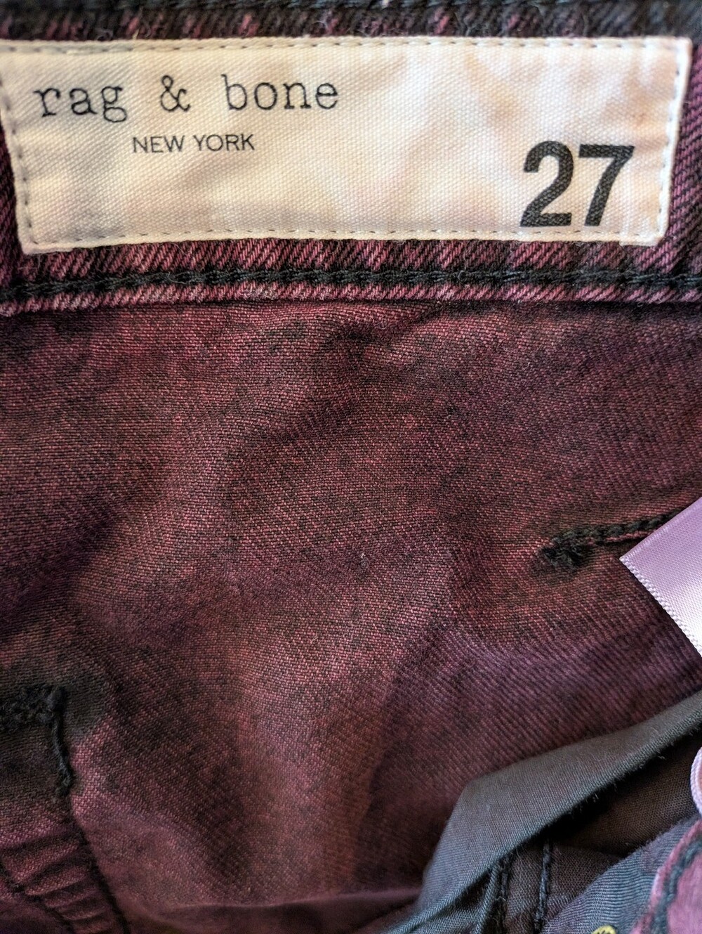 Rag & Bone Charlie High Rise Ankle Barrel Leg Jeans Burnt Burgundy Denim Size 27 - Picture 14 of 15